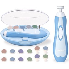 Electric Baby Nail Trimmer 18 Grinding Heads Soft LED Light for Newborn Fansidi