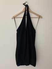 NWT Lioness Heavenly Sent Mini Dress Black 8 Halter Knit Club Wear Bodycon