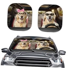 Funny Driving Car Windshield Sun Shade Foldable Front Window Sunshade Labrador