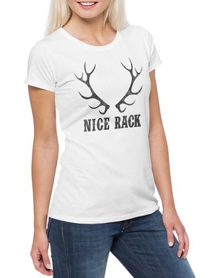 Nice Rack Damen T-Shirt Hirsch Reh Jagd Jäger Bär Geweih Deer Bear Fun Hunt