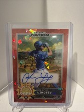 2025 Leaf Baseball Nation - Kellon Lindsey Auto /4 Red Cracked Ice Saturday ITP