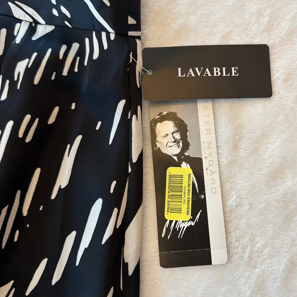 Peter Nygard Black White Broken Diago Print Skirt Women's Size 8 NWT - Image 3 of 4