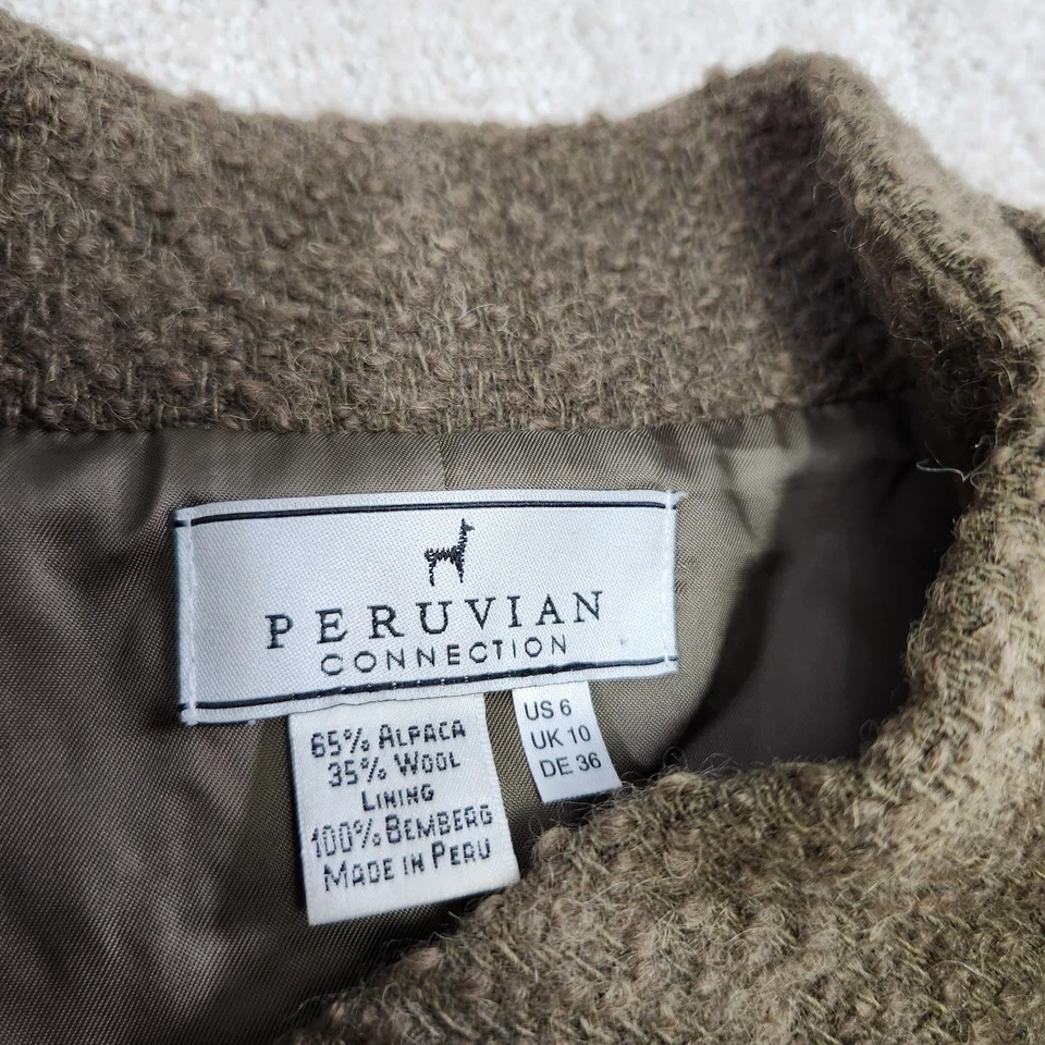 Chaqueta Peruvian Connection Mujer 6 Mezcla Lana Alpaca *LEER* Cremallera Completa Verde  Foto 3 de 4