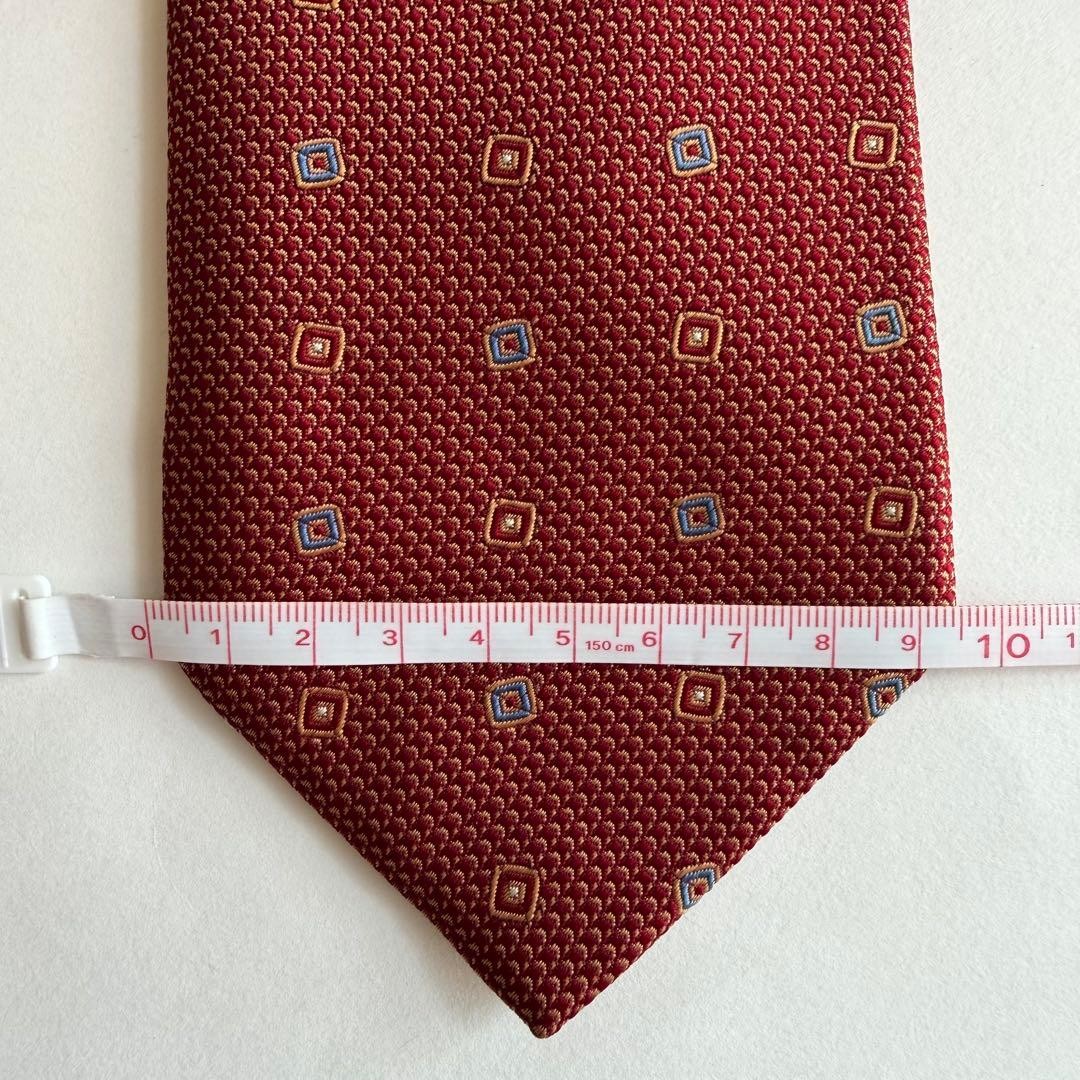 Burberry Geometric Pattern Red Orange Square Tie … - image 8
