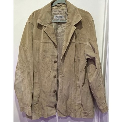 Vintage Wilsons Leather M Julian Tan Suede Button Front Car Coat Jacket L