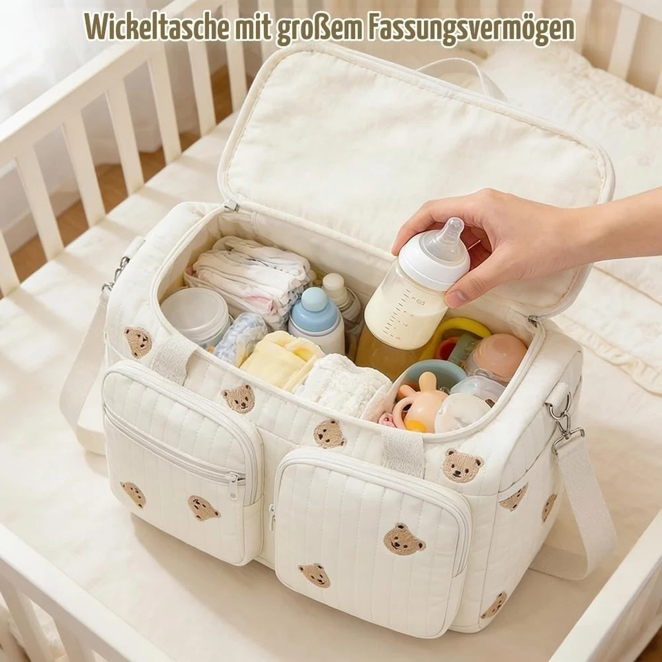 Aucuu Wickeltasche für Mama, Kliniktasche mit Stickerei, 27L - Bild 4 von 4