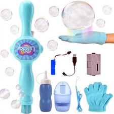 Magic Fog Bubble Wand, Rechargeable Smoke Machine Blue Small, Blue