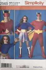 SIMPLICITY 2565 COSTUME MISSES 8-18 MENS XS-XL Super Hero Flash Cape PATTERN