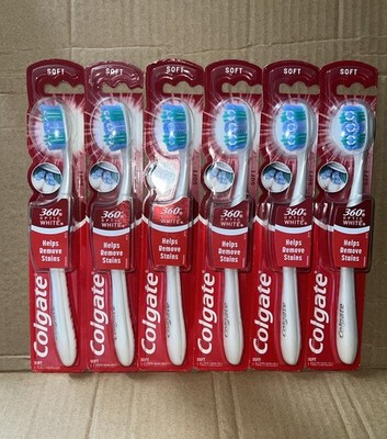 Colgate 360 Optic White Manual Stain Removal Toothbrush Soft Bristle -lot of 6