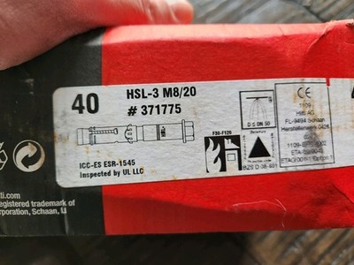 Hilti Schwerlastanker HSL-3 M8/20 Befestigungsanker 40 stk. 371775