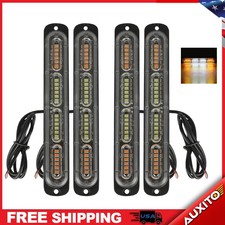 4x Led 24 Strobe Light Bar Truck Car Flashing Warning Beacon Hazard Amberwhite
