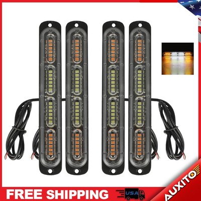 4X LED 24 Strobe Light Bar Truck Car Flashing Warning Beacon Hazard Amber/White
