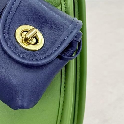 COACH Vintage Daypack Turnlock Key Fob Navy Leather Charm Keychain