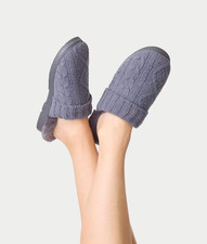Pj Salvage D1019 Women's Charcoal Chenille Cable Knit Slippers Size M