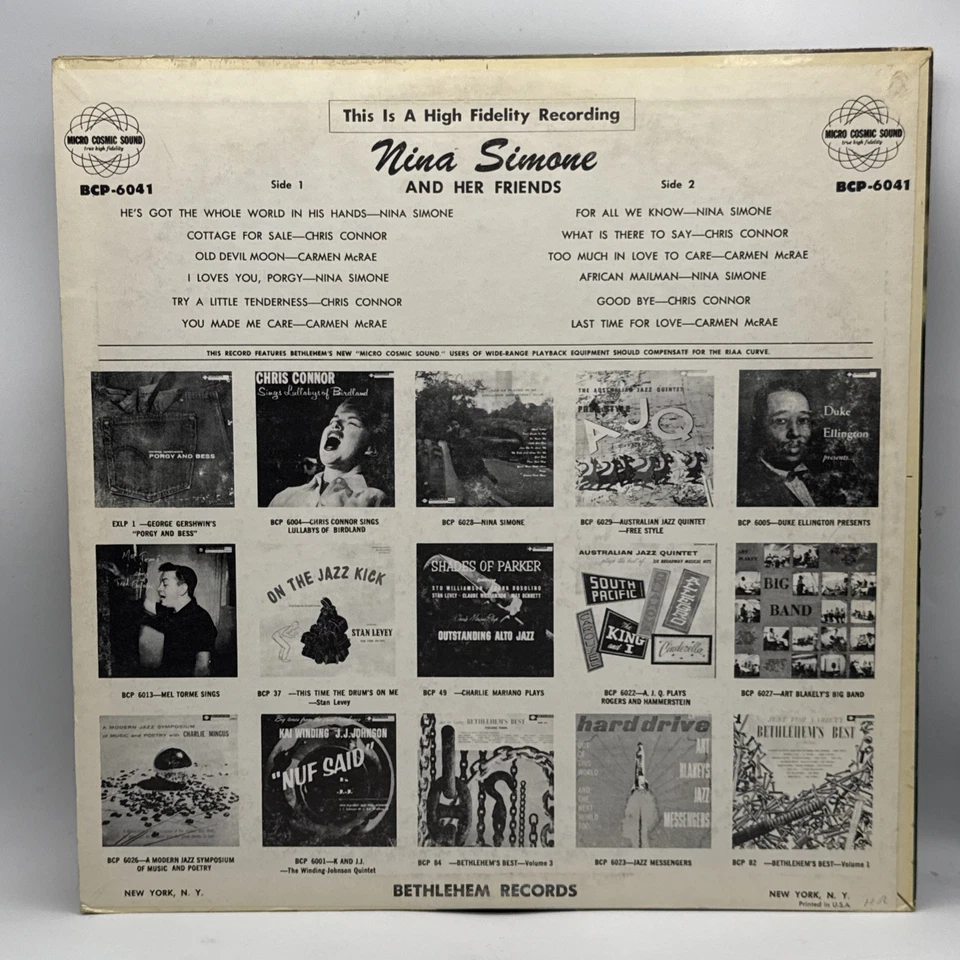 Nina Simone - And Her Friends - 1959 US Mono 1st Press (NM) Ultrasonic Clean - Image 2 of 4