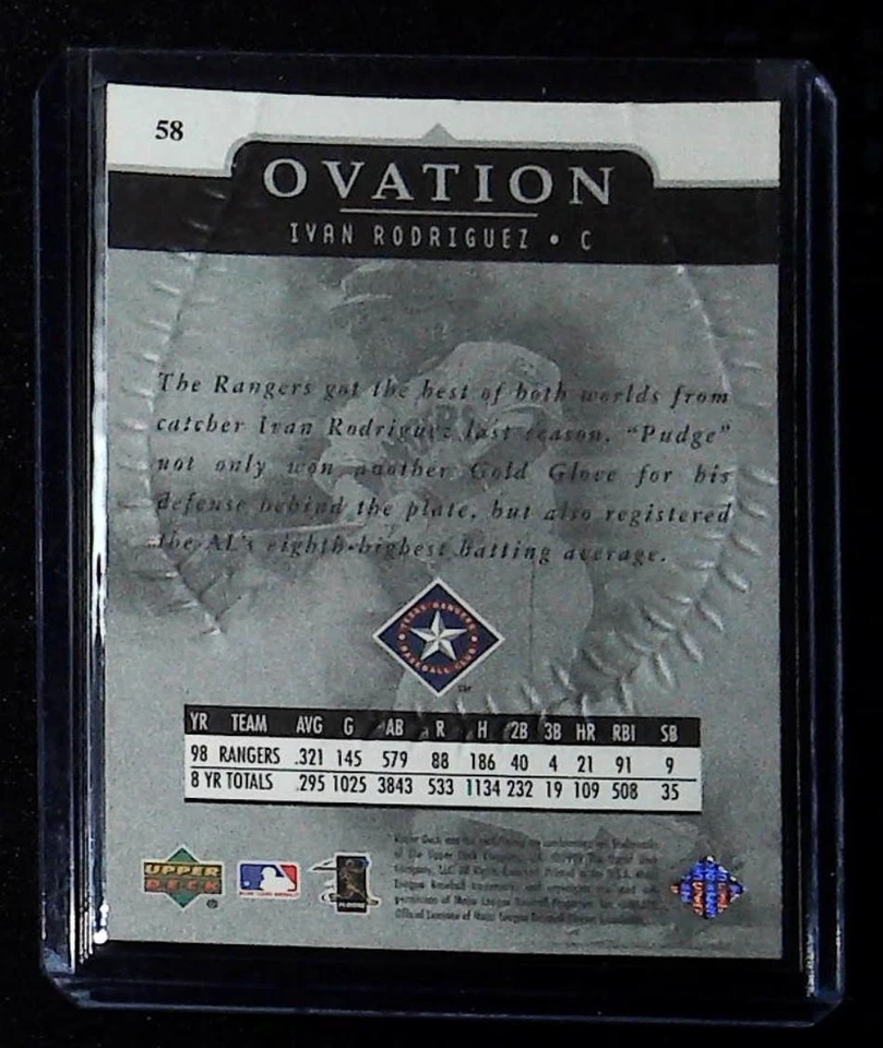 1999 Upper Deck Ovation #58 Ivan Rodriguez - Image 2 of 2