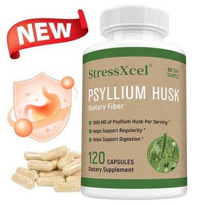 Psyllium Husk Dietary Fiber Supplements Gut Digestive Health 30-120 Pills Vegan