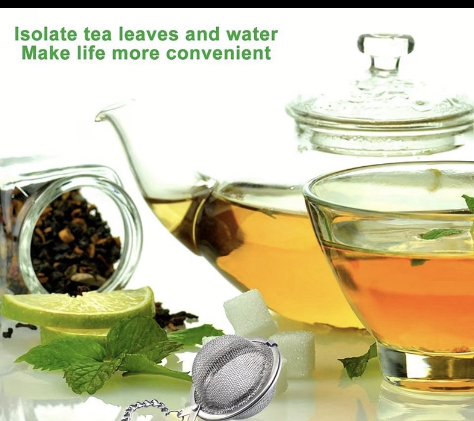 Round Stainless Steel Tea Ball Infuser, Reusable, Set of 2, Silver, 1.8 in
