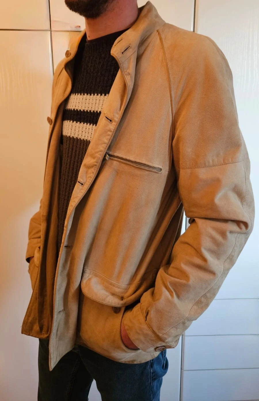 Mens Vintage Mabrun Genuine Suede Jacket - product detail image 2