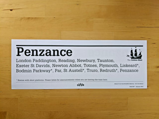 Great Western Railway GWR window carriage label London Paddington to Penzance