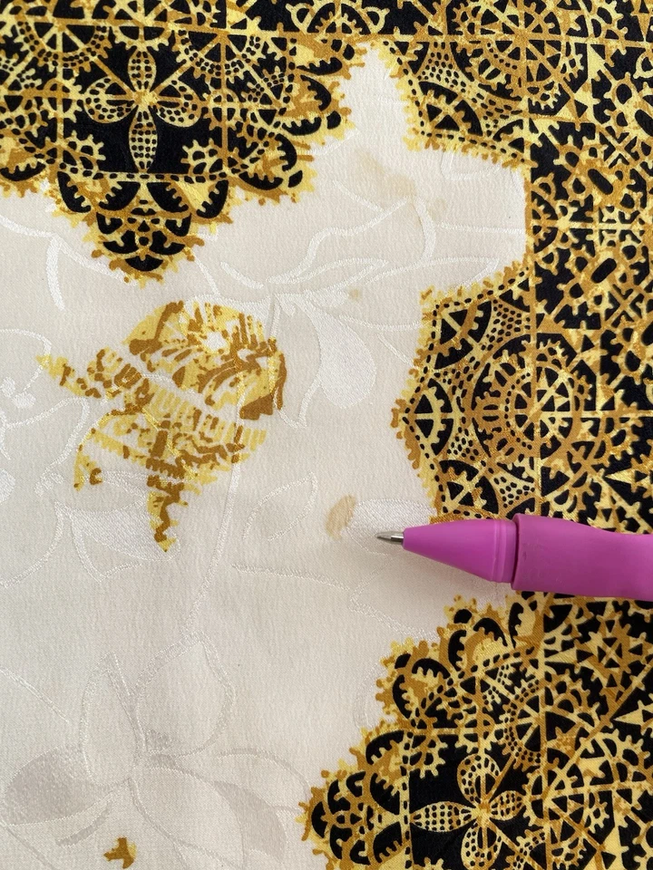 FISHIONABLE SIN MARCA Bufanda Mujer Seda Dorada Patrón Barroco 33"/34" GC Foto 4 de 4