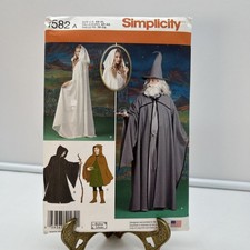 UNCUT Simplicity Pattern 1582 Wizard Damsel Cosplay Cape Tunic Hat XS S M L XL