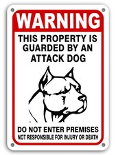 Guard Dog on Duty Signs Beware of Dog Sign Dogs Will Bite Attack Dog 7"x 11"