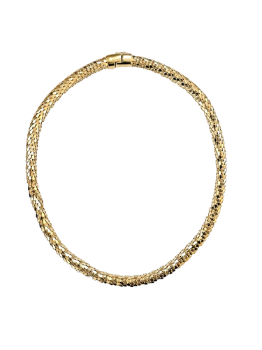 Collar de cadena gargantilla chapado en oro de plata de ley 925 redonda escamas de serpiente 17,5" L - Imagen 7 de 11