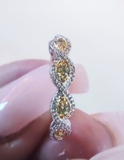 NEW Peridot 2-Tone Stackable .925 Sterling Silver Ring