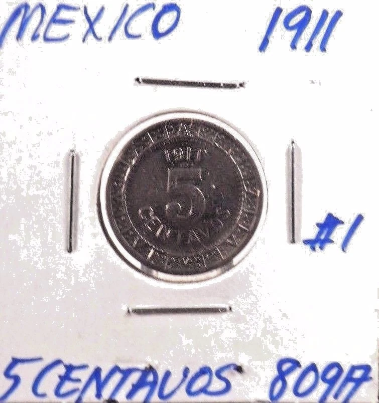 MONEDA MEXICANA DE 5 CENTAVOS CIRCULADA 1911 (80917)1 Foto 3 de 3
