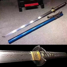 Handmade Japanese samurai Ninja sword Damascus Folded Steel Katana Sharp