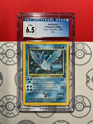 CGC 6.5 Ex/NM+ Pokemon Articuno 2 Fossil Holo Unlimited Holo Rare