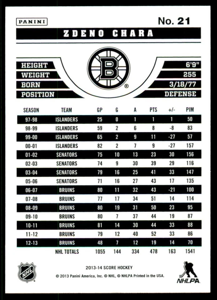 2013-14 Score Zdeno Chara #21 - Image 2 of 2