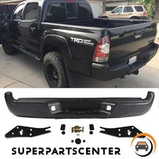 Black Steel Rear Step Bumper for Toyota Tacoma 2005-2015 - PowderCoated