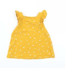 NEXT Girls Yellow Floral Cotton Blend Tank Size 9-12 Months