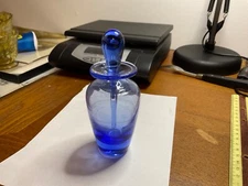 Aqua Blue Handblown Perfume Bottle   Beautiful