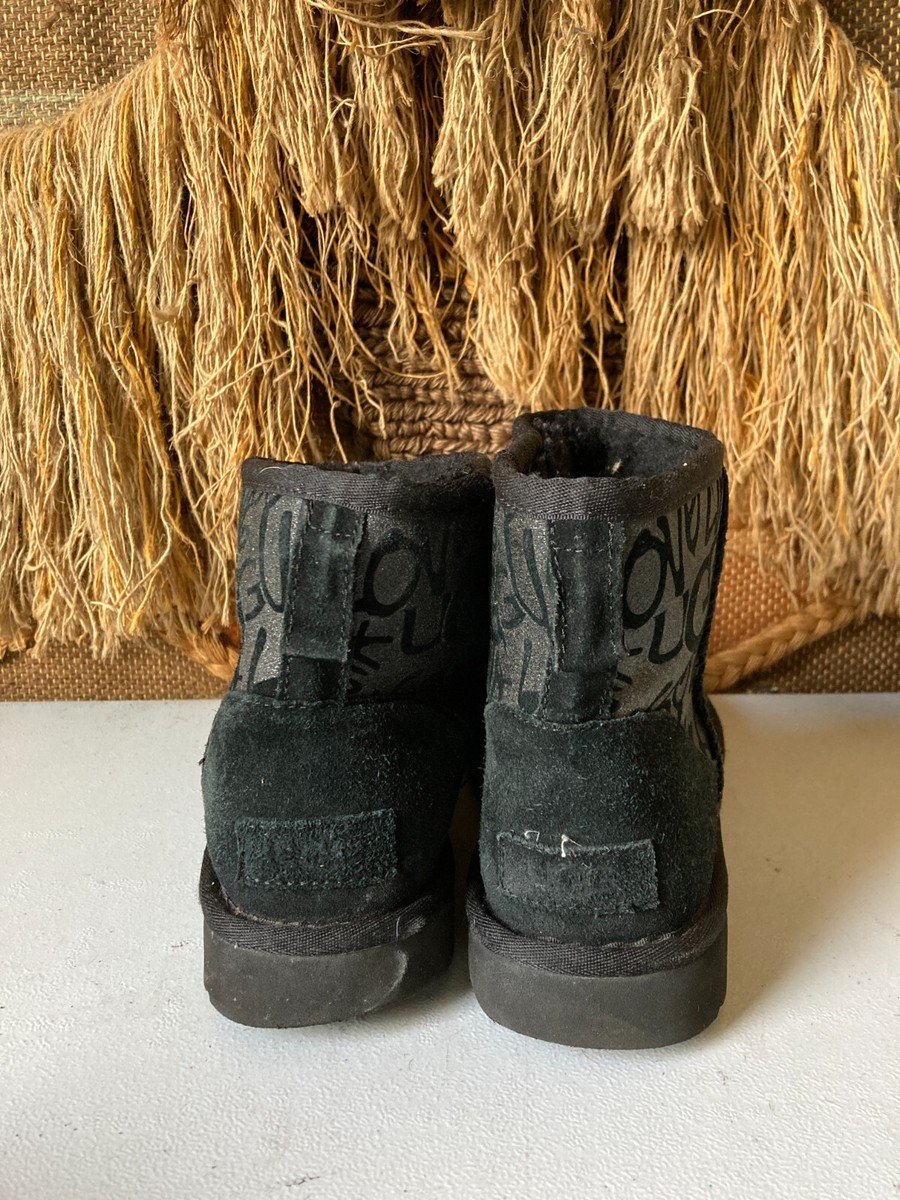 UGG Classic Mini Sparkle Graffiti Women's Boots Black UGG Classic Mini Sparkle Graffiti Women's Boots Black