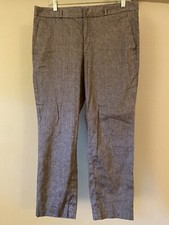 Banana Republic Avery Gray Linen Cotton Straight Leg Pants 12 Office Career