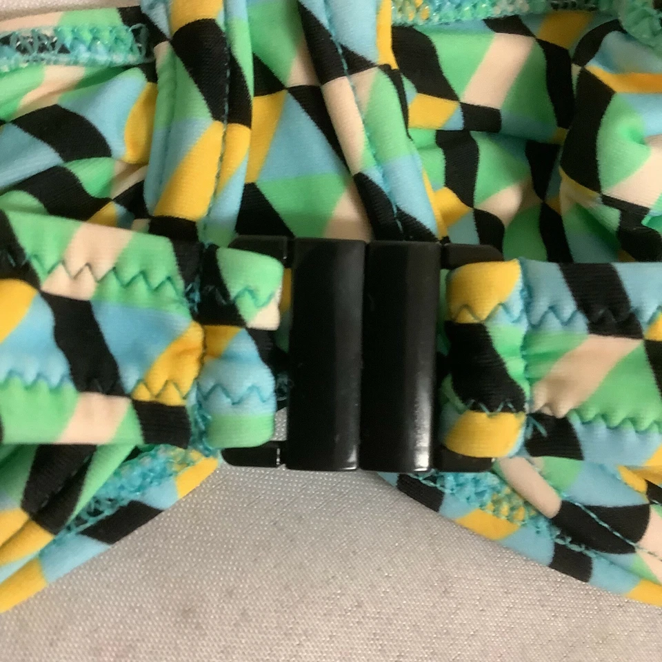 Tropic Of C Womens Bikini Coco Top Green Geometric Back Clasp Size Medium - Image 3 of 4