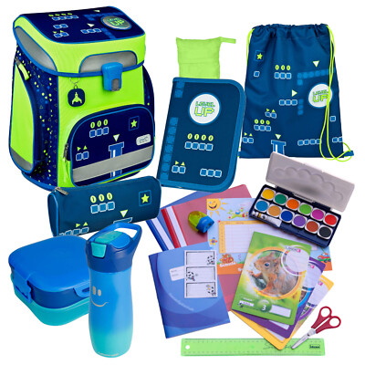 Scooli Schulranzen LEVEL UP 20 Teile-Set Glow reflektierend, viel Schul-Zubehör