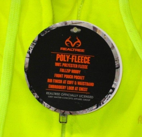 SAFETY YELLOW Full Zip Fleece Hoodie Men's XXL by Realtree Work Hunt NEW + TAGS - Picture 7 of 14