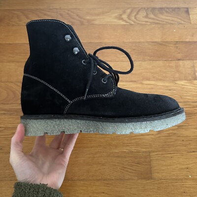 Tamaris Women s Black Suede Lace-Up Ankle Boots Size 8.5 Faux Fur Lined