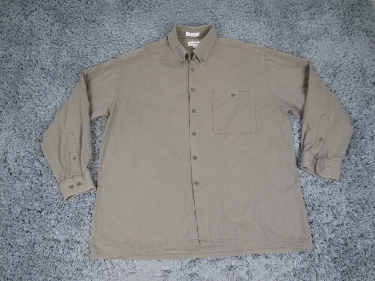 Pierre Cardin Shirt Mens XL Beige 100% Cotton Long Sleeve Button