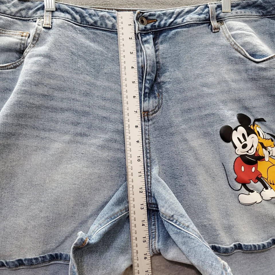 Pantalones Cortos Disney Mujeres 24 Azul Denim Mickey Mouse Pluto Estampado Gráfico 6 en Entrepierna Foto 4 de 4