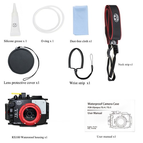 Étui de logement étanche Seafrogs Underwater 60 m/195 pieds pour Olympus TG-5 TG5 noir - Photo 7 sur 7