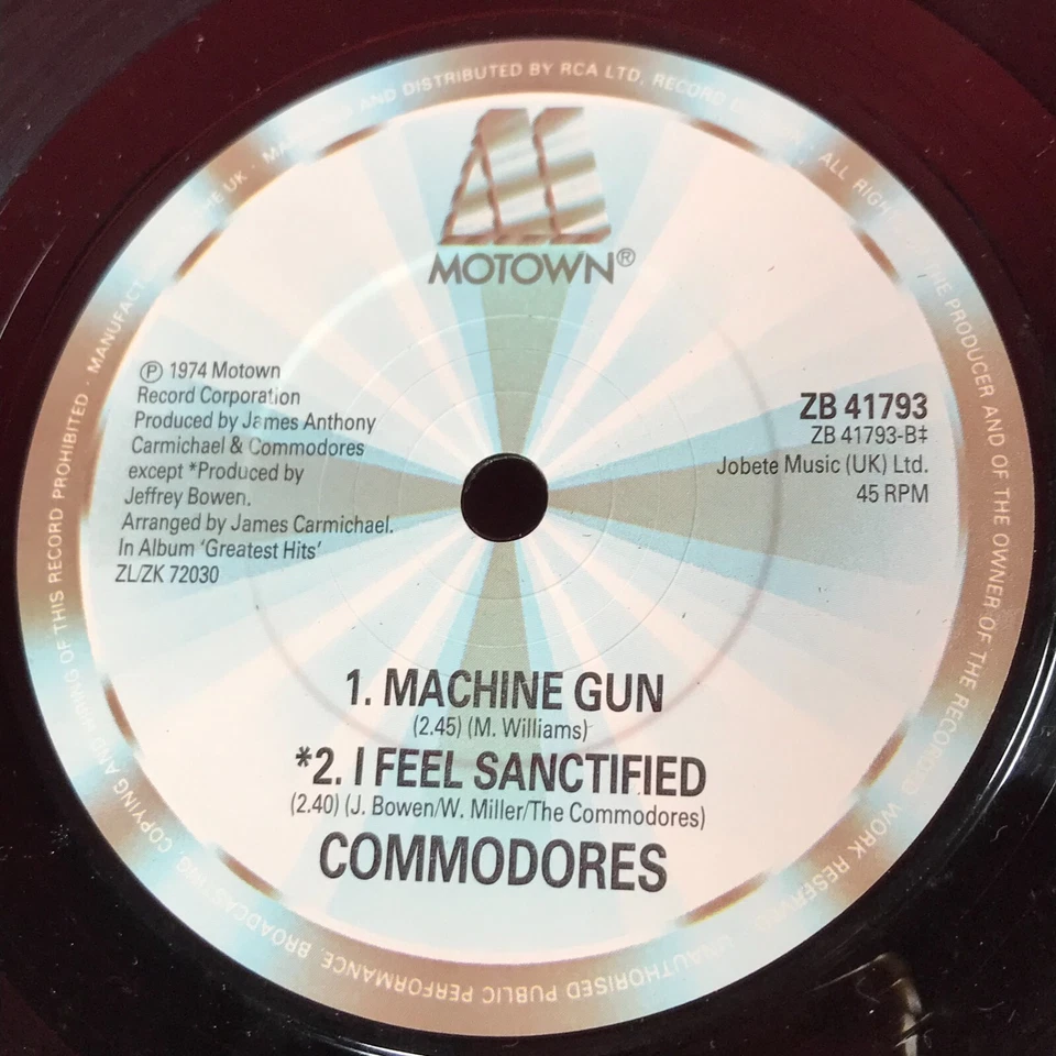 THE COMMODORES Easy 1988 UK 7" vinyl single 45 LIONEL RICHIE Machine Gun 45 - Image 4 of 4