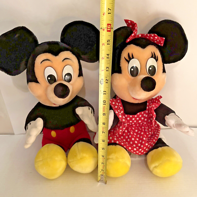 Vintage 1990s Mickey & Minnie Mouse Plush Soft Toys Disneyland