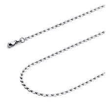 Wellingsale 14k White Gold 2mm Hollow Curve Mirror Chain Necklace