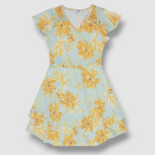  45 Speechless Kids Girl's Blue Floral Flutter Sleeve Dress Size 8