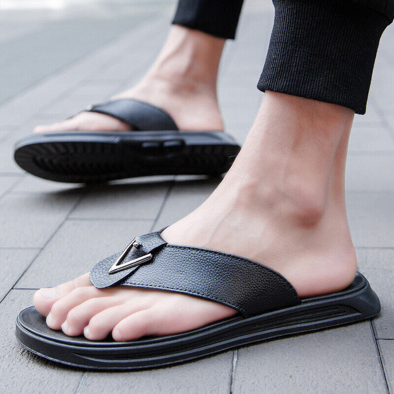【MODERNIF】Oud leather flip flops Leather Flip Flops Black | Official Site